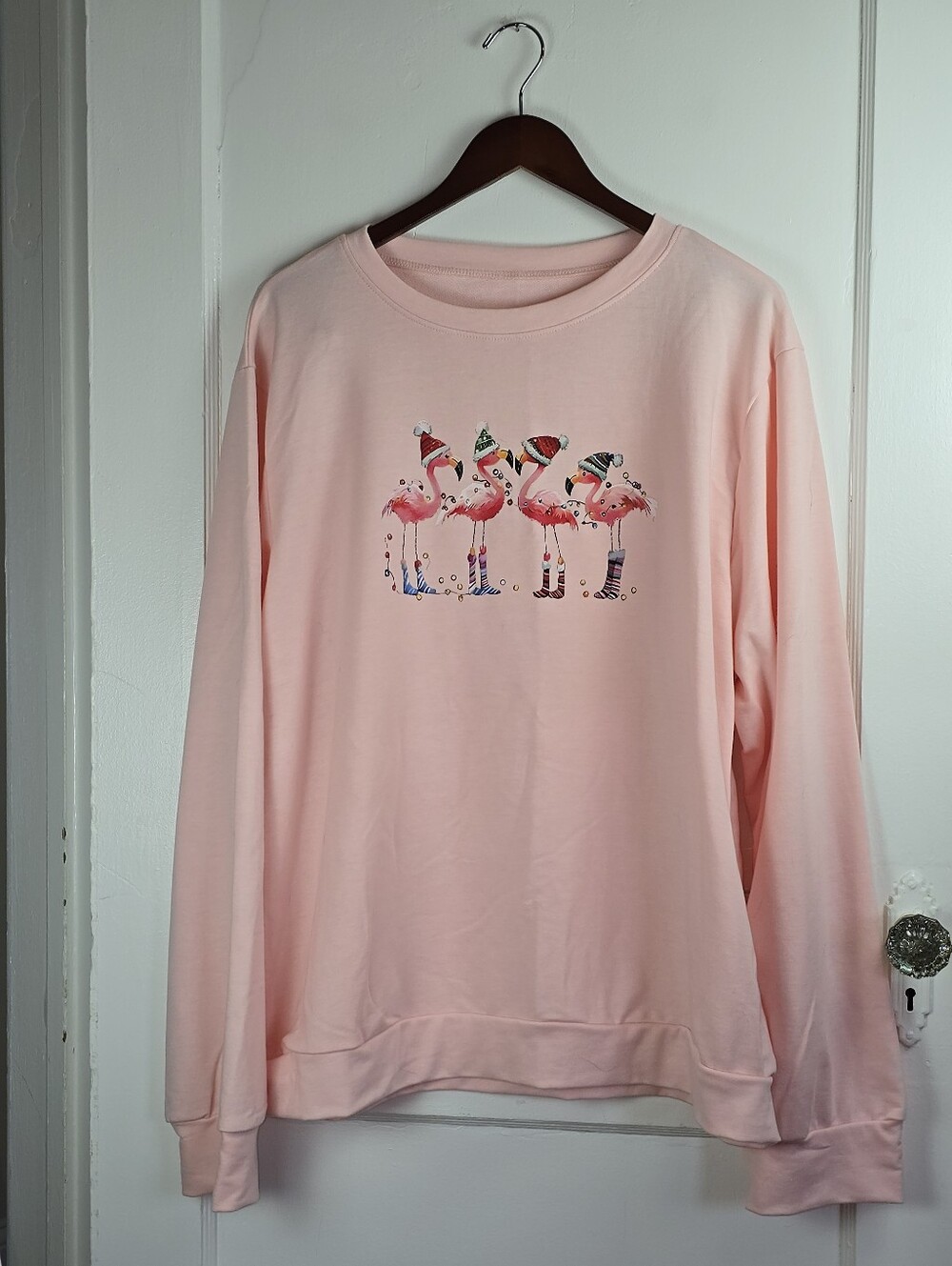 Pink Flamingo Christmas Holiday Sweatshirt XXL